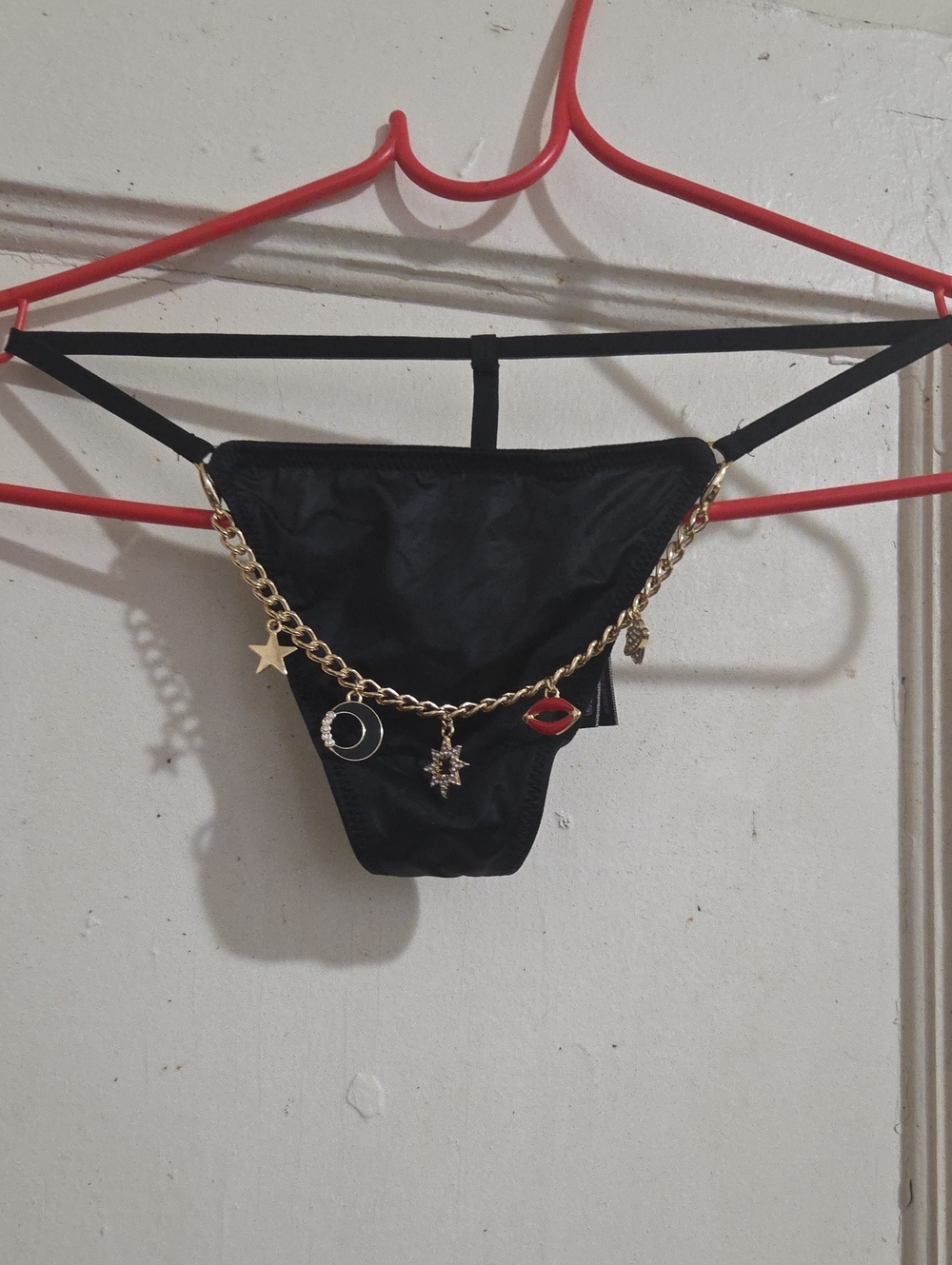 Victoria's Secret Black Charm-Trim Thong Panty